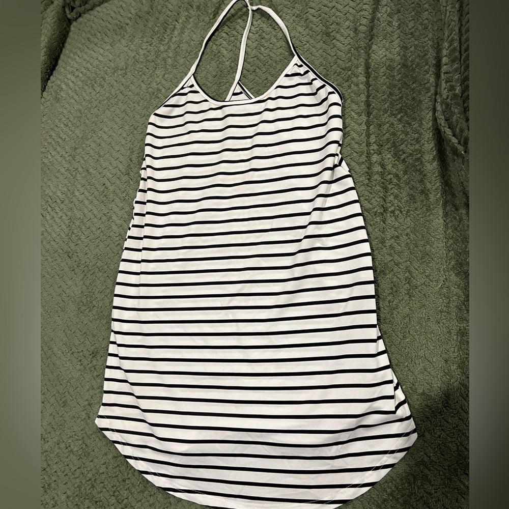 SHEIN | ☀️BEACH COVER UP | white with thin black stripes. Small